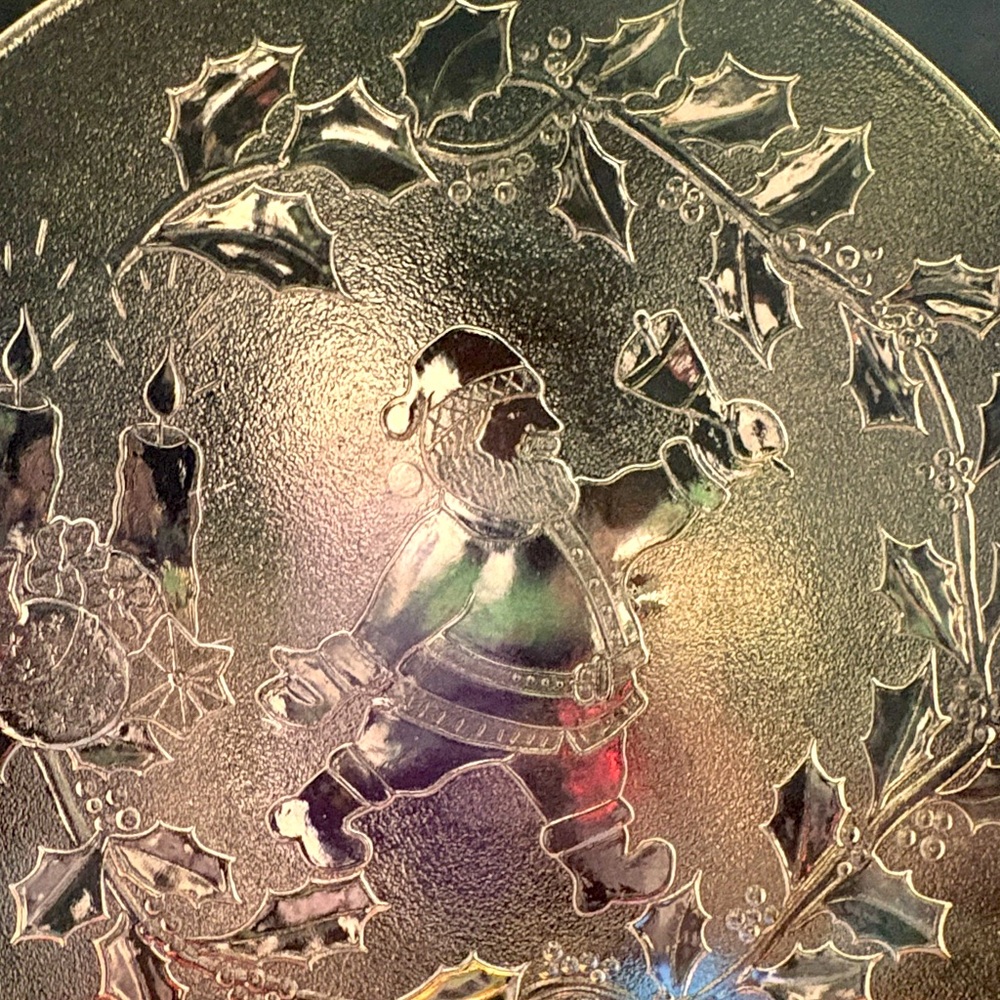 Glass Christmas Santa Platter with Original Box – 12.5” Holiday Plate